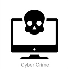 Cyber Crime and online crime icon concept