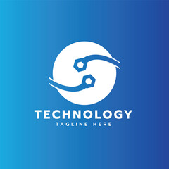 Technology logo mark design creative modern minimal icon mark