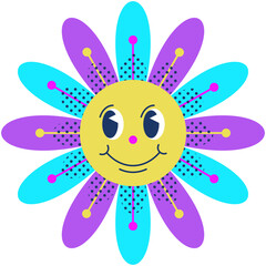 Sun flower Retro Icon Element