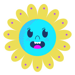 Sun flower Retro Icon Element