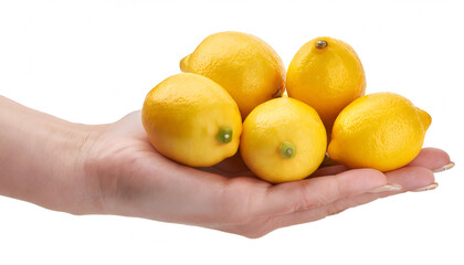 lemon heap in hand path isolated on white