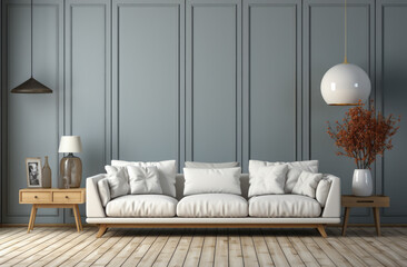 Chic Minimalist Living Room with Modern White Sofa and Elegant Decor
