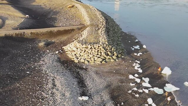 Diamond beach in Iceland 4K drone footage