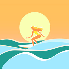 girl in the sea surfing