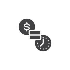 Clock time and money coin vector icon