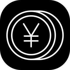 Yen finance icon with black filled line outline style. money, cash, business, currency, financial, investment, wealth. Vector Illustration