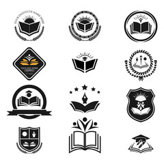 Set of University, Academy and School logo design set