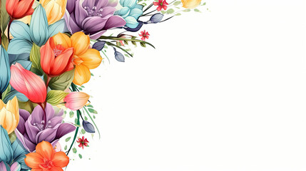Spring Template with colorful Flowers