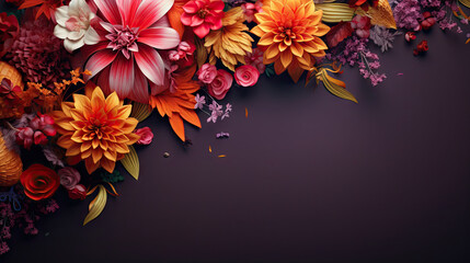 Spring Template with colorful Flowers