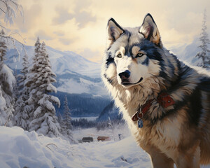 siberian husky in the snow