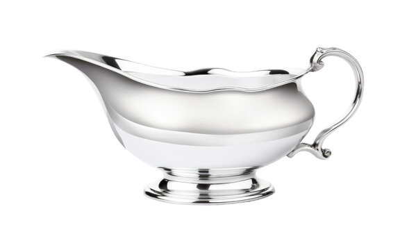Silver Gravy Boat  on transparent background, PNG Format