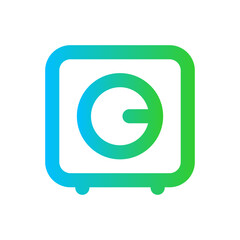 Saving box finance icon with blue and green gradient outline style. box, 3d, money, cash, bank, finance, save. Vector Illustration