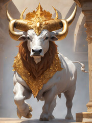 "Minotaur" from Greek mythology looks like a bull AI Generative.