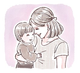 笑顔の親子イラスト素材