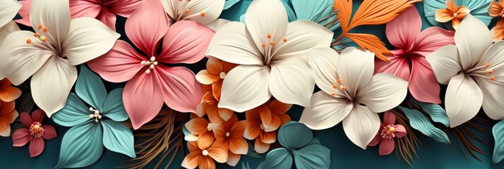 Nature Flowers Leaves Seamless Pattern Background , Banner Image For Website, Background Pattern Seamless, Desktop Wallpaper