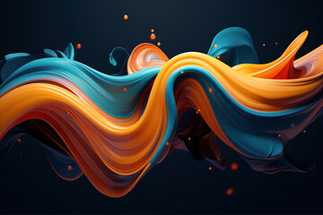 Elegant Dark Cyan and Orange Liquid Swirls Wallpaper