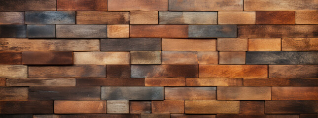 Wooden Wall in the Style of Bricks: Earthy Colors and Depth