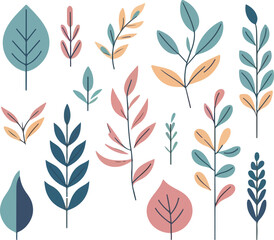 seamless pattern with leaves set vector 