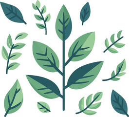 green leaves set