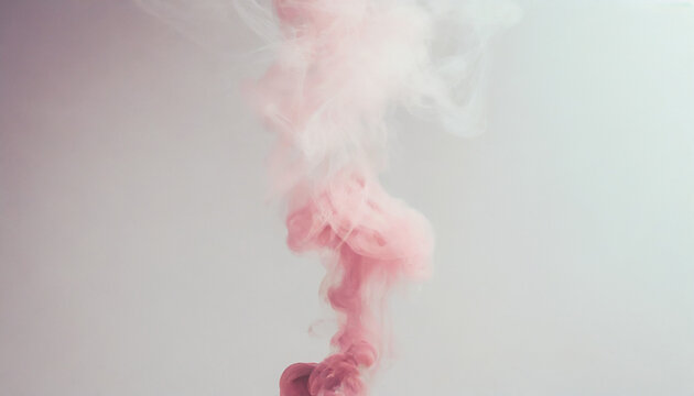 Pastel pink smoke rising upwards on a light gray background
