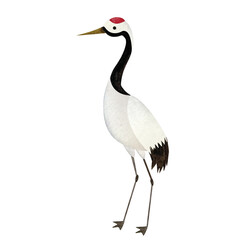 シンプルな水彩手書きの鶴のイラスト