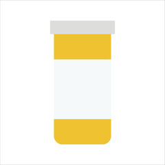 Pill bottle isolated icon on white background. Pill bottle for capsules. Medical container. Flat style vector illustration.