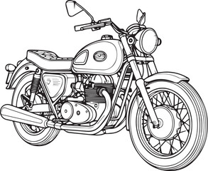 Motorcycle line art coloring page design
