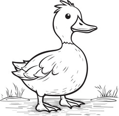 Cute Daisy Duck line art coloring page design