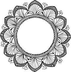 Abstract floral frame line art coloring page design
