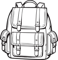 School Backpack line art coloring page design
