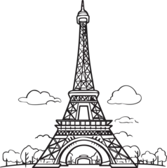 Foto op Canvas Eiffel tower line art coloring page design © Ridoy-Art 
