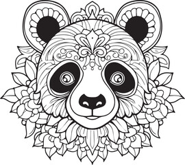 Cute Mandala Face line art coloring page design