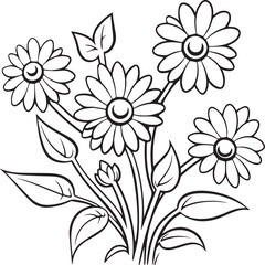 Line art Flower on a vase Coloring page Design