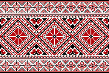flower embroidery on white background. ikat and cross stitch geometric seamless pattern ethnic oriental traditional. Aztec style illustration design for carpet, wallpaper, clothing, wrapping, batik.