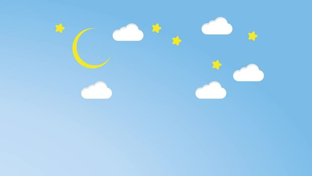 The insomnia concept represented by a sheep, moon, stars and a clock 