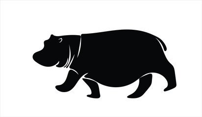 Cartoon Illustration Of A Hippo, Hippo Vector on white background.