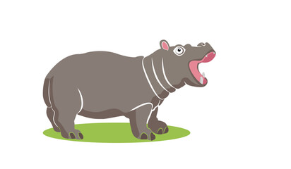 Cartoon Illustration Of A Hippo, Hippo Vector.Hippopotamu isolated on white background