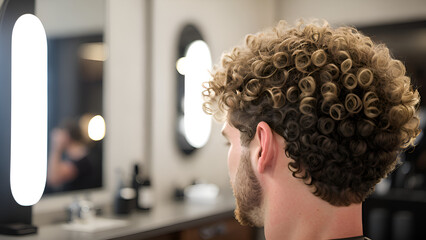 Professional curly haircut - side view