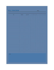 Bill Tracker planner. (Ocean sky)