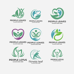 Fototapeta premium set Tree people logo design. abstract tree people logo design