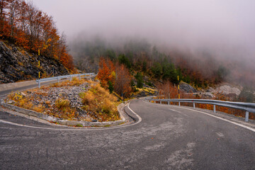 Road leading to the heart of Albanian Alps at Thethi National Park. 