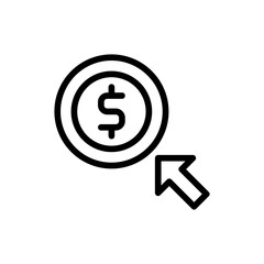 Pay per click digital marketing icon with black outline style. internet, marketing, technology, click, pay, business, online. Vector Illustration