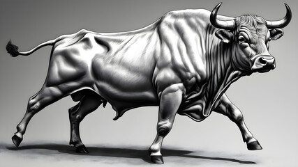 Bull or cow on white AI Generative