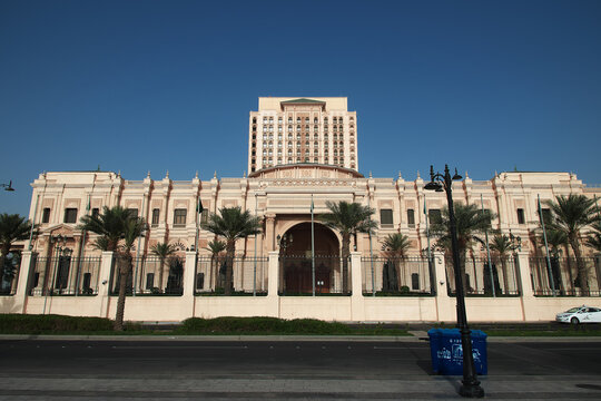 Jeddah, Saudi Arabia - 09 Mar 2020: Conferences Palace on the promenade, Jeddah, Saudi Arabia