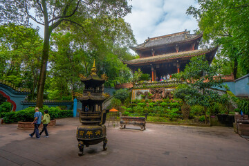 Qingyang Palace , Taoist Temple at Chengdu in the afternoon sunny day at Chengdu Sichuan , China : 13 October 2023