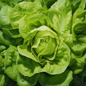 Lettuce Lollo Bionda background. Fresh salad leaves at organic vegetable market. Healthy spring food pattern.