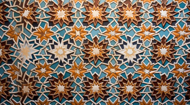 Arabic islamic geometric tile pattern. Generative AI