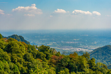 Mount Qingcheng , sacred Taoist mountain in Dujiangyan during early autumn at Dujiangyan Sichuan ,...