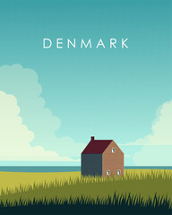 Denmark travel poster. - obrazy, fototapety, plakaty