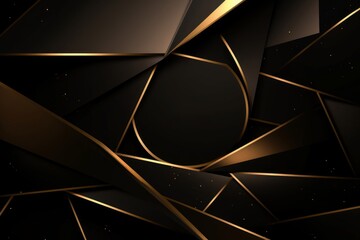 Black and gold geometric shapes background, Generative AI